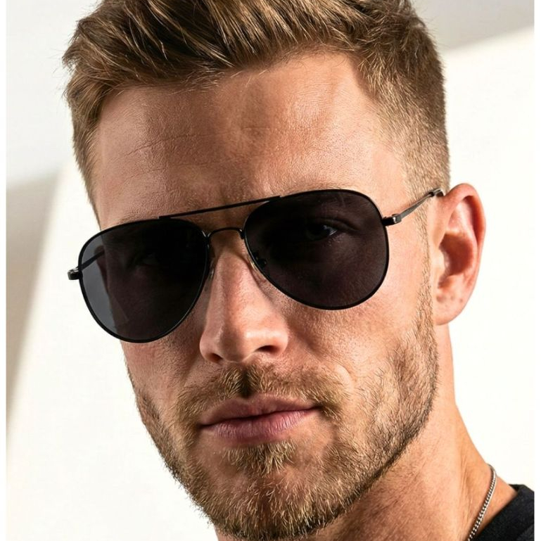Óculos de Sol Boss Preto Aviador Blogueira Tendência Clássico Retrô Vintage uv400 Feminino