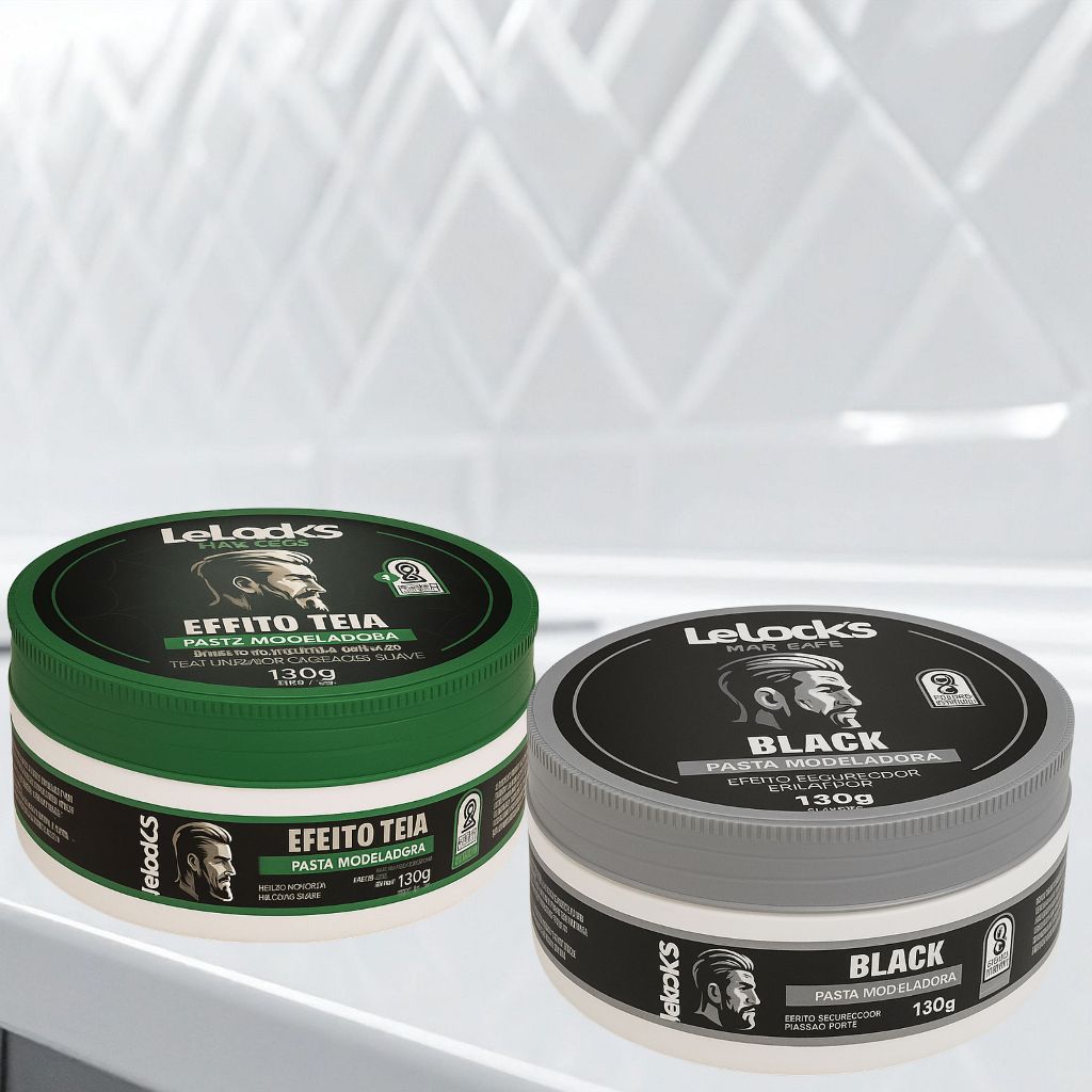 Kit 2 Pasta Modeladora Lelook’s | Fixação Forte | Efeito Seco | Look de Barbearia