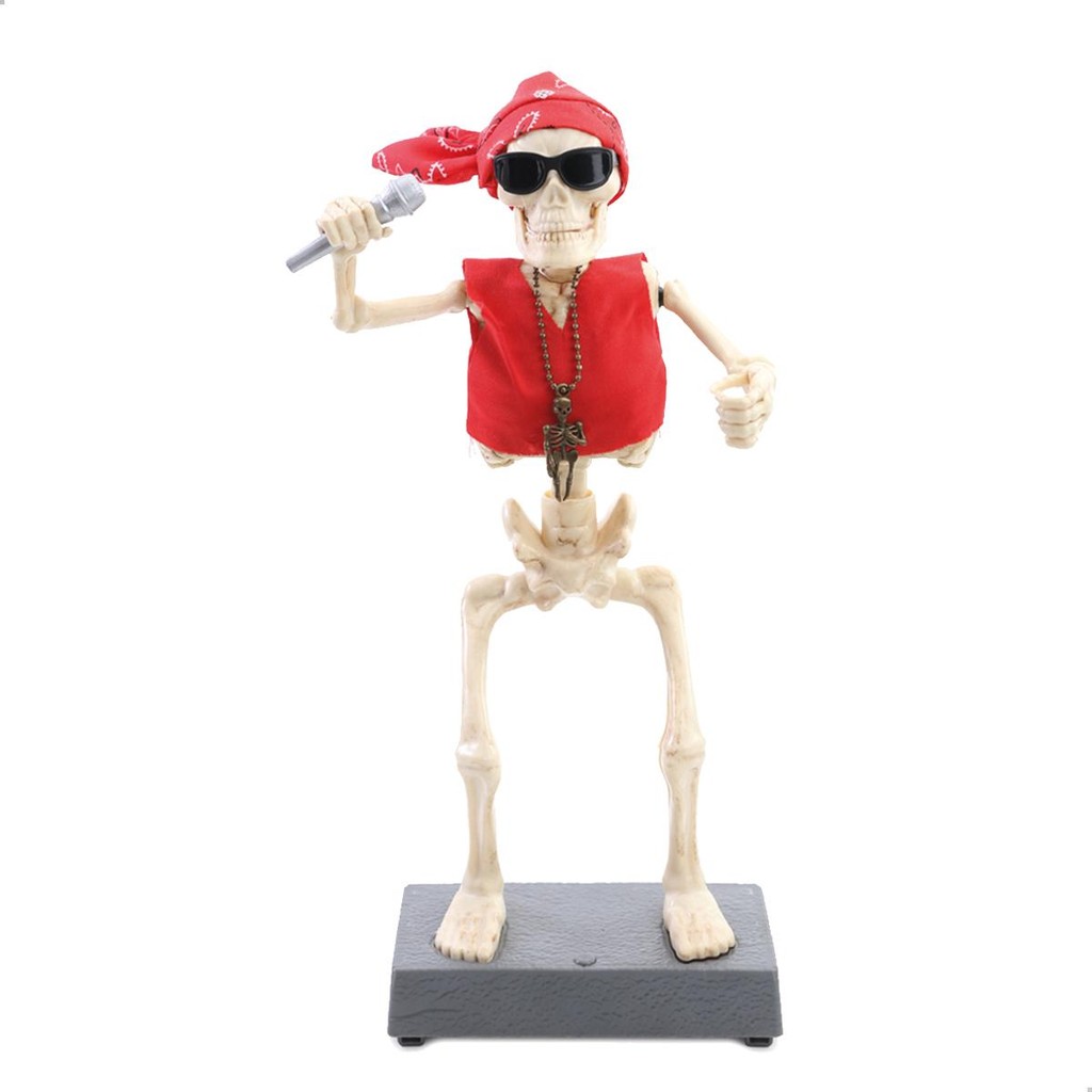 Caveira Temática para Halloween Feita em Plástico, Poliéster e Circuitos Eletrônicos 19x35x8cm e 1Un
