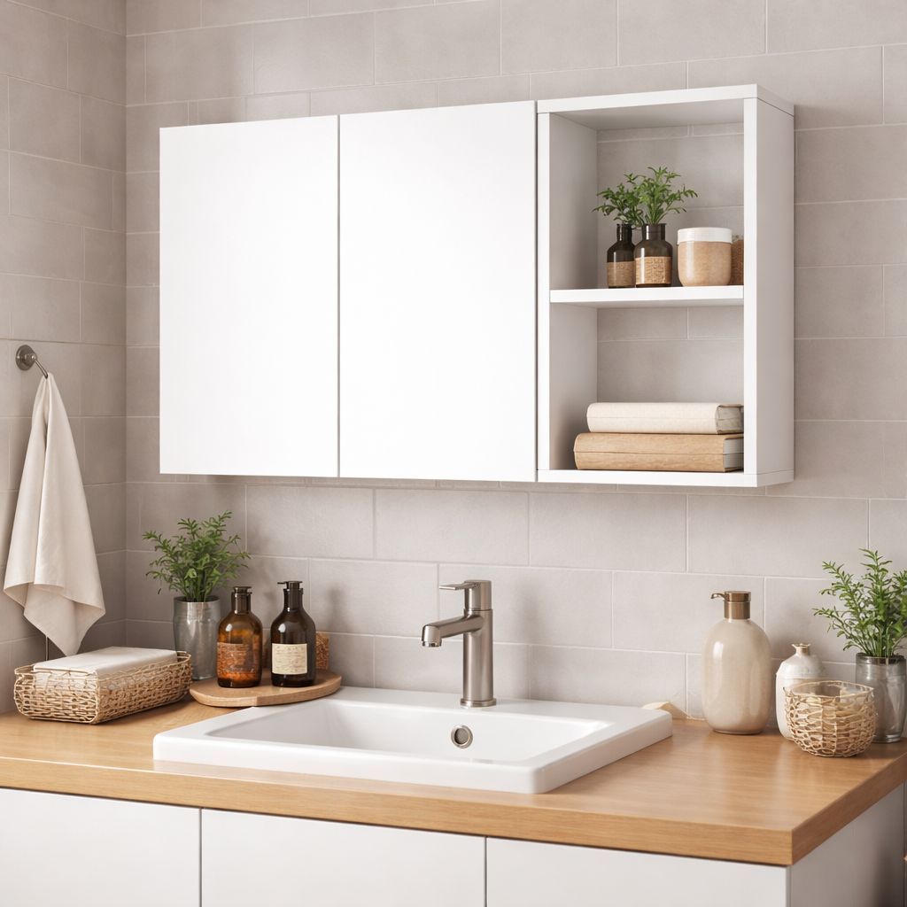 Armário Aéreo Banheiro 90cm Slim Multiuso Cozinha Lavanderia Suspenso MDF