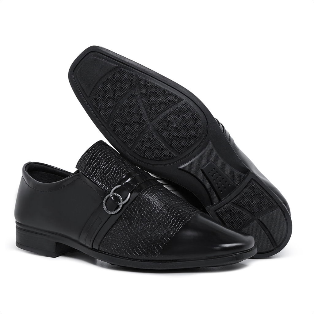 Sapato Social Masculino Preto Verniz Bico Quadrado