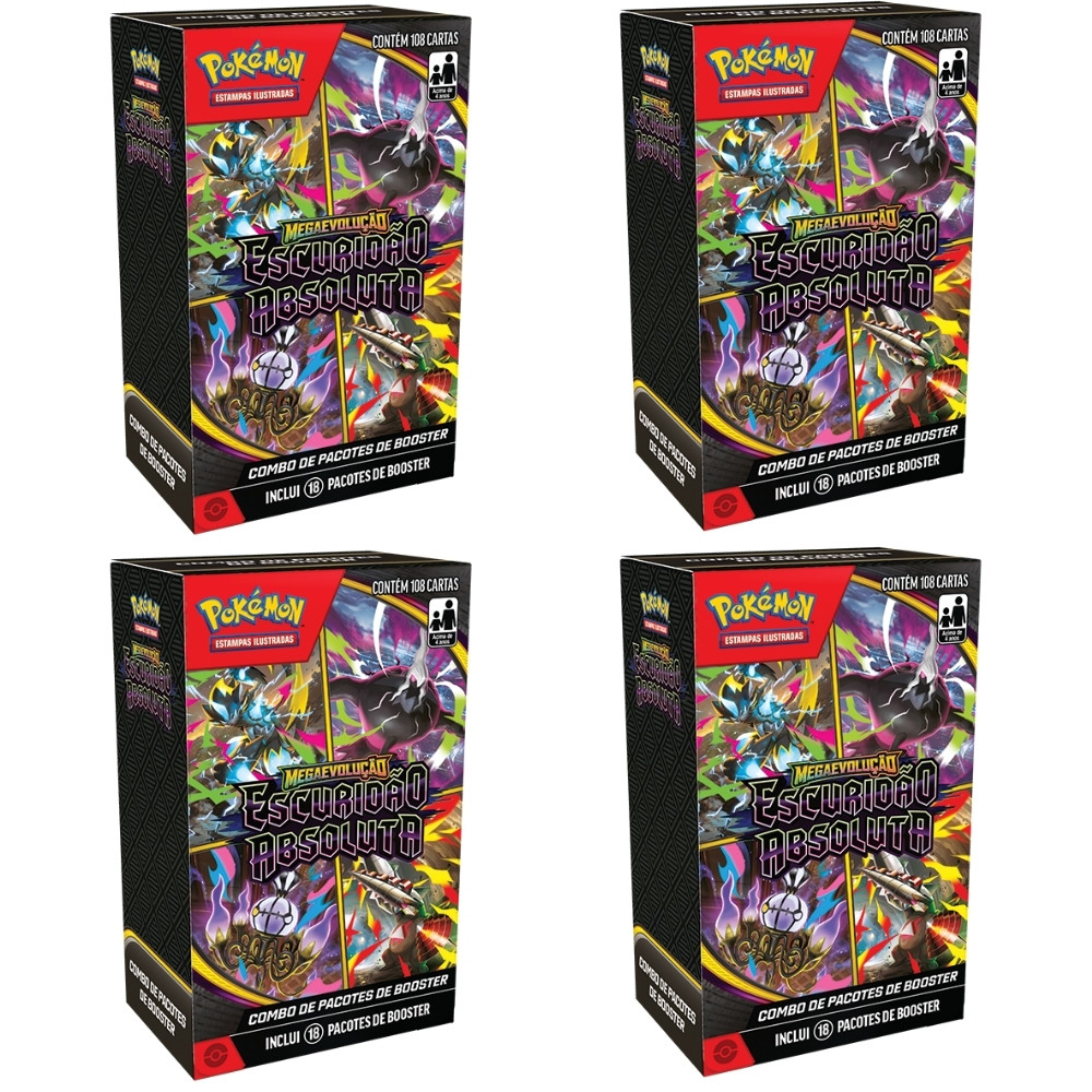 COMBO DE BOOSTER MINI DISPLAY ESCURIDÃO ABSOLUTA MEGA EVOLUÇÃO COPAG CARTAS POKÉMON TCG