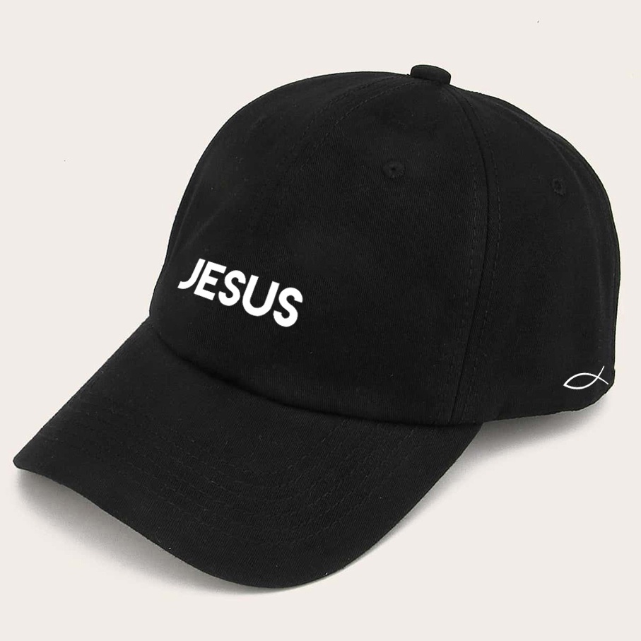 bone baseball preto Masculino Jesus Cristo Escrita
