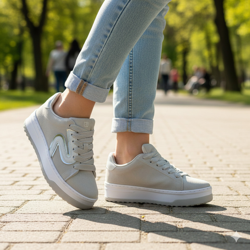 Tênis Ramarim Feminino Casual Flatform Camurça Original Metais Elegante Moda