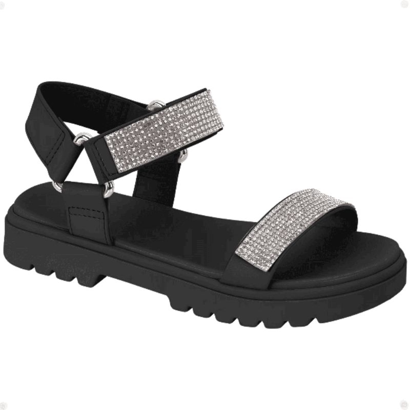 Sandália Molekinha Strass Preto - 100% Original