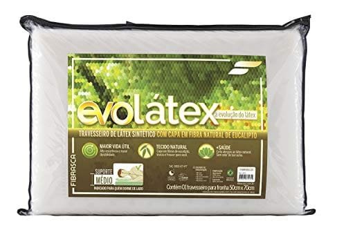 Travesseiro Evo Látex Médio 11 cm – Capa em viscose de fibra de Eucalipto – P/ fronhas 50×70 cm – Fibrasca, Branco