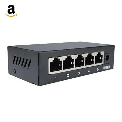 Switch de Mesa 5 Portas Rede Gigabit RJ45 HZ-1005G