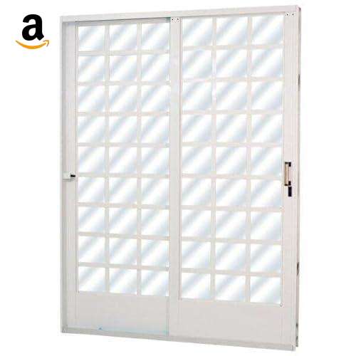 Porta de Correr Aço 2 Folhas com Vidro